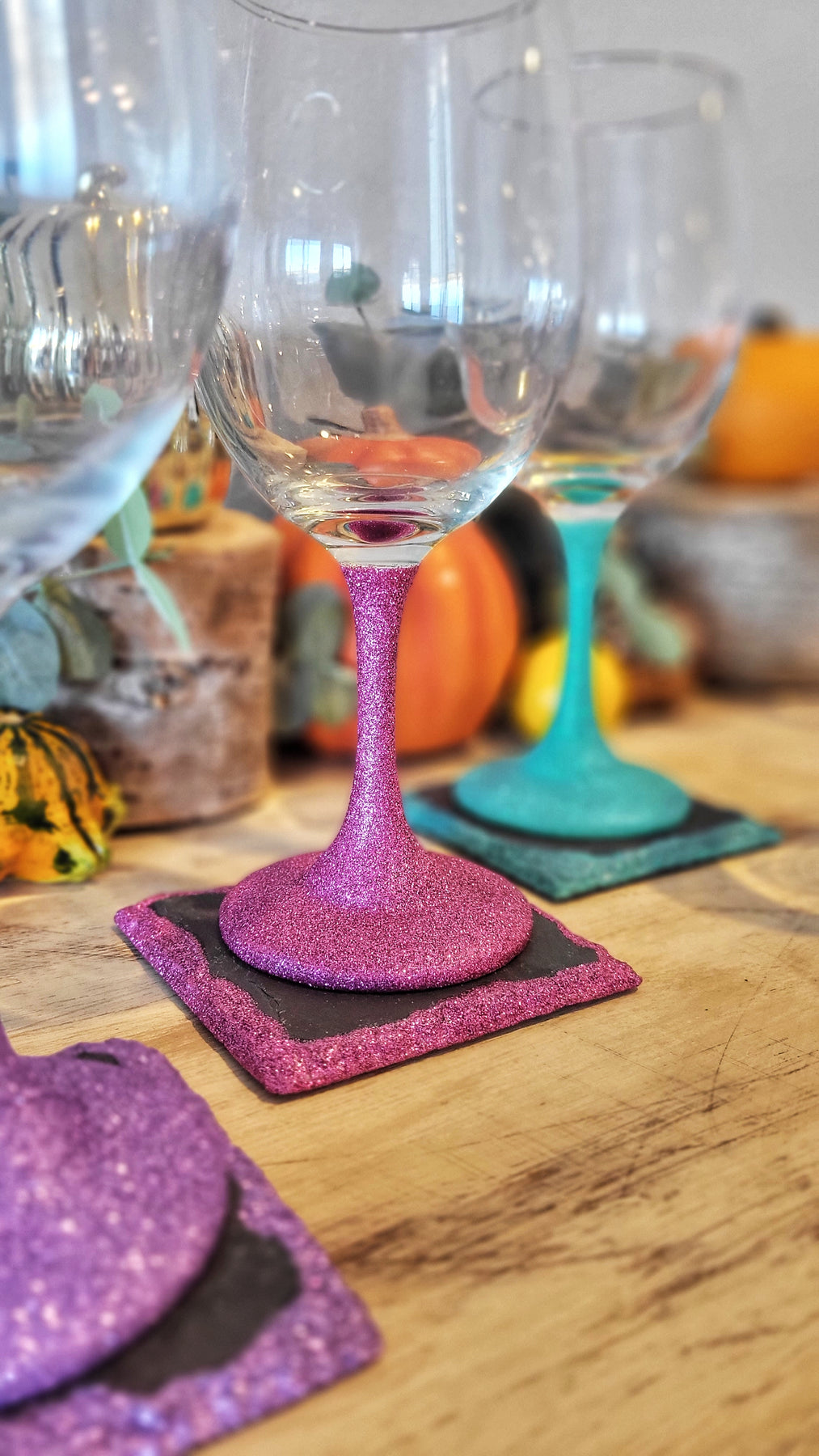 Aqua 20 oz. Glitter Wine Glass and Coaster – Cheers Ink