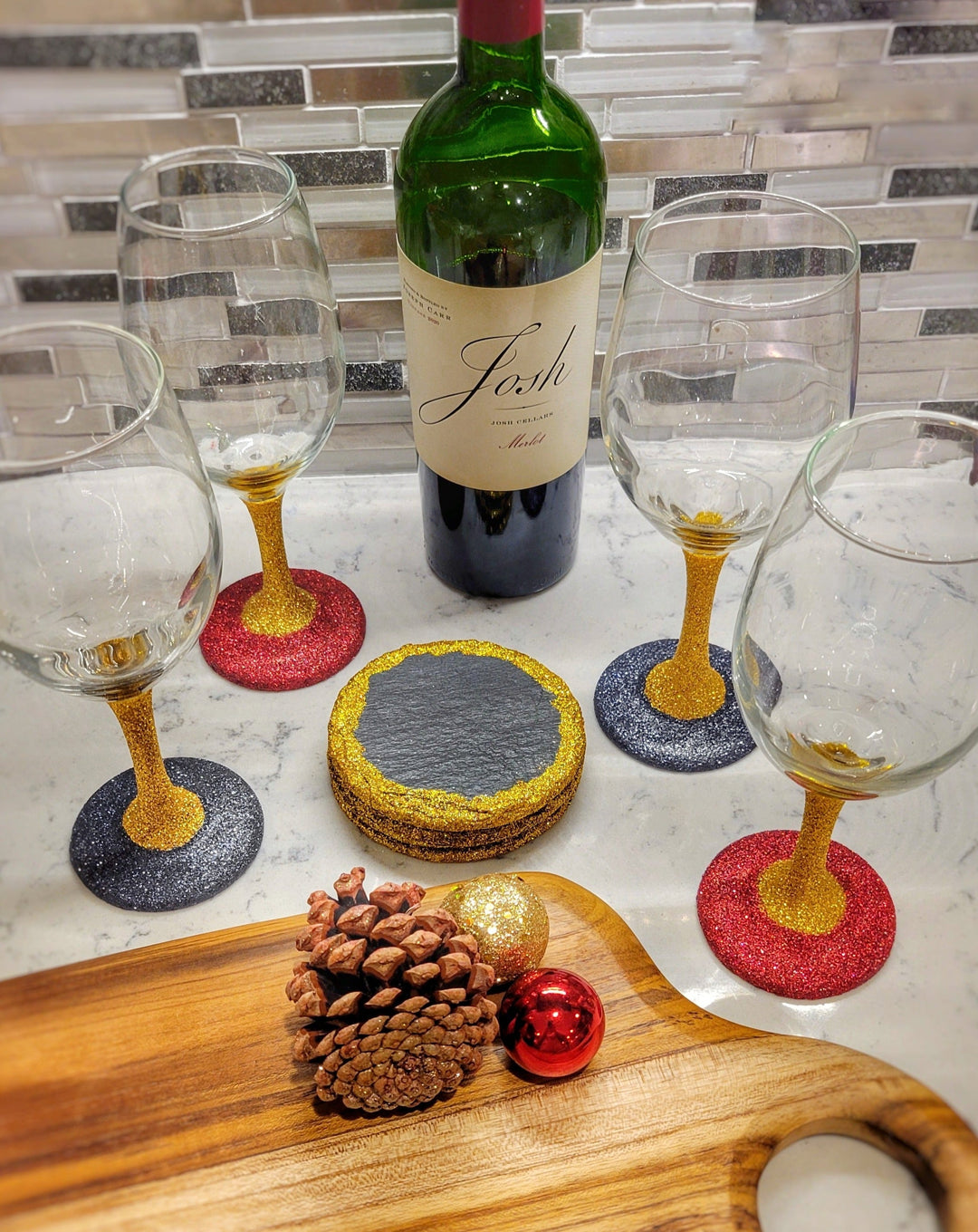 wine glass coasters Iowa Inspired 14 oz. Glitter Wine Glass and Coaster – Cheers Ink